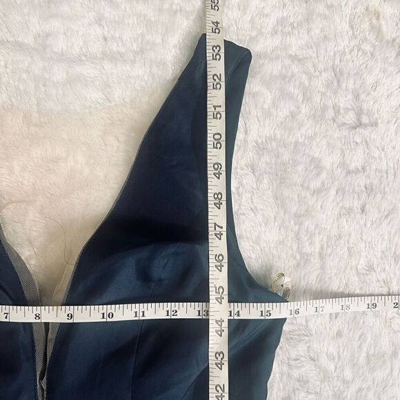 Jenny Yoo Womens Blue Sleeveless Plunging V Neck Long Chiffon Gown Size 2 - Picture 8 of 8